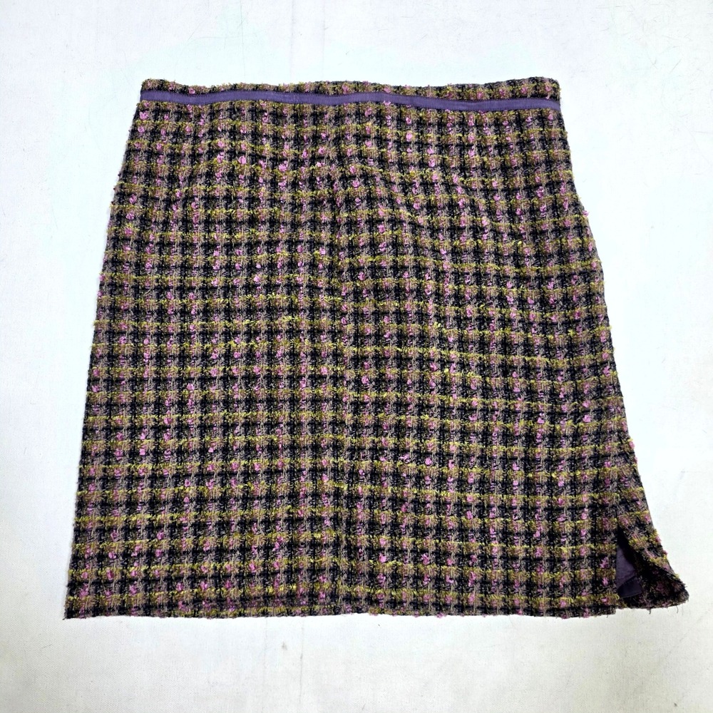 True Meaning Tweed Skirt Womens 10 Multicolor Plaid Boucle Mini SA4155 7802